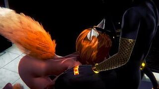 пушистый хентай-собака анубис с девушкой-лисой в туалете-японский азиатский манга аниме фильм игра порно - порно видео